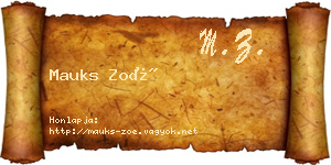 Mauks Zoé névjegykártya